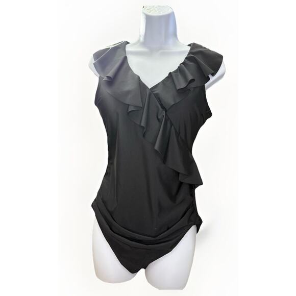 Blooming Jelly Womens One Piece Bathing Suit Tummy Control Swimwear Ruffled, L - Picture 9 of 9